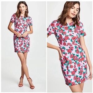 Black Halo Jodee Mini Dress Pink Rose Floral